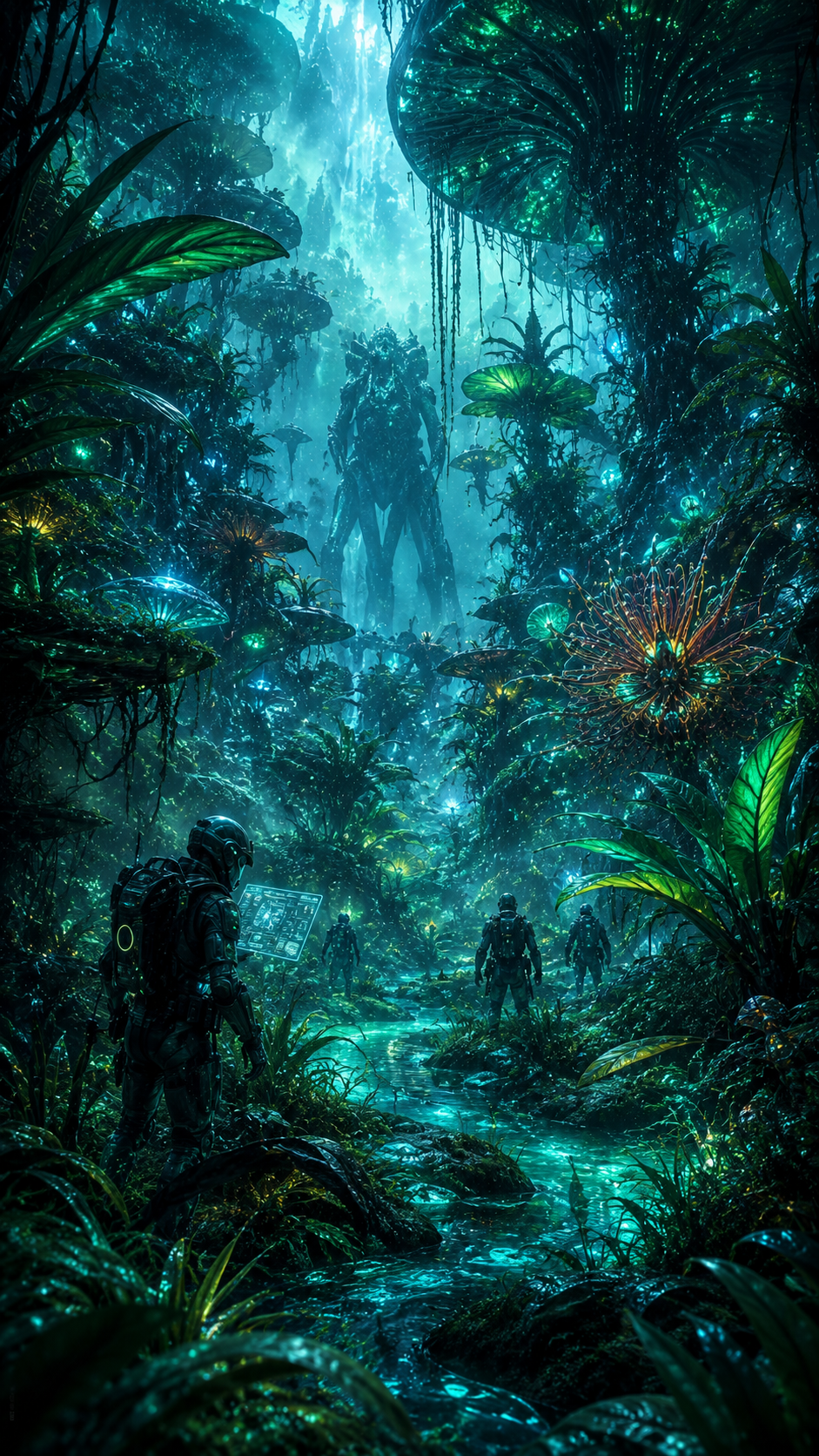 Explorers in a luminous jungle
